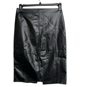 New Lulus She’s Irresistible Black Vegan Leather Pencil Midi Skirt